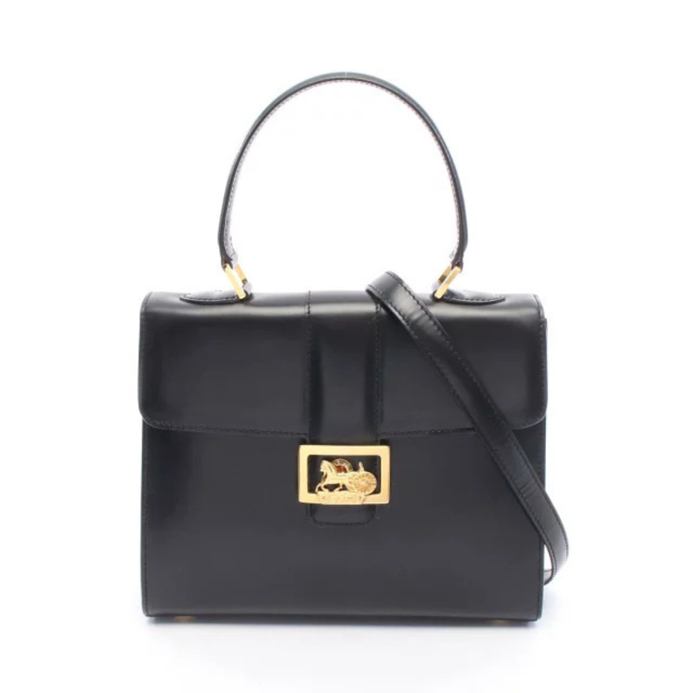 Celine Carriage Handbag Leather Bag Black